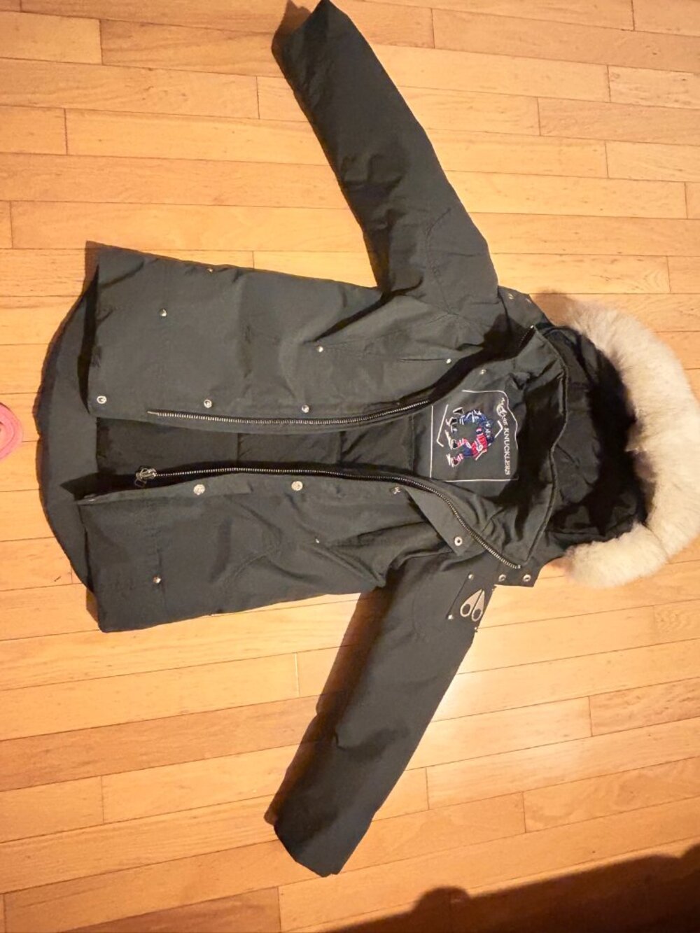 Moose Knuckles Women's Down Parka with Fur-Trim Hood – Size M – Like New